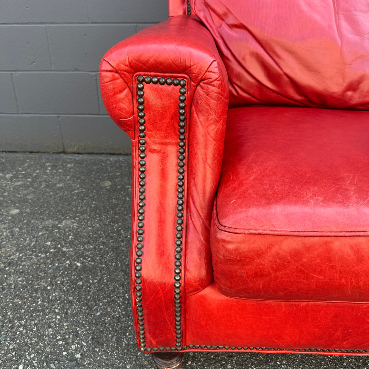 Brandington-Young Red Genuine Leather Sofa