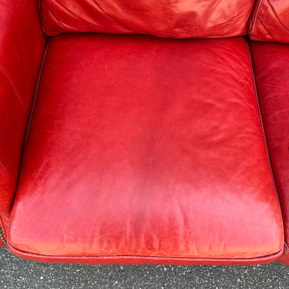 Brandington-Young Red Genuine Leather Sofa