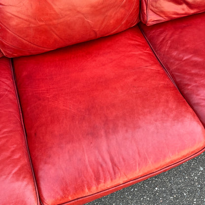 Brandington-Young Red Genuine Leather Sofa