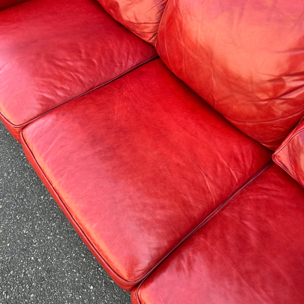 Brandington-Young Red Genuine Leather Sofa