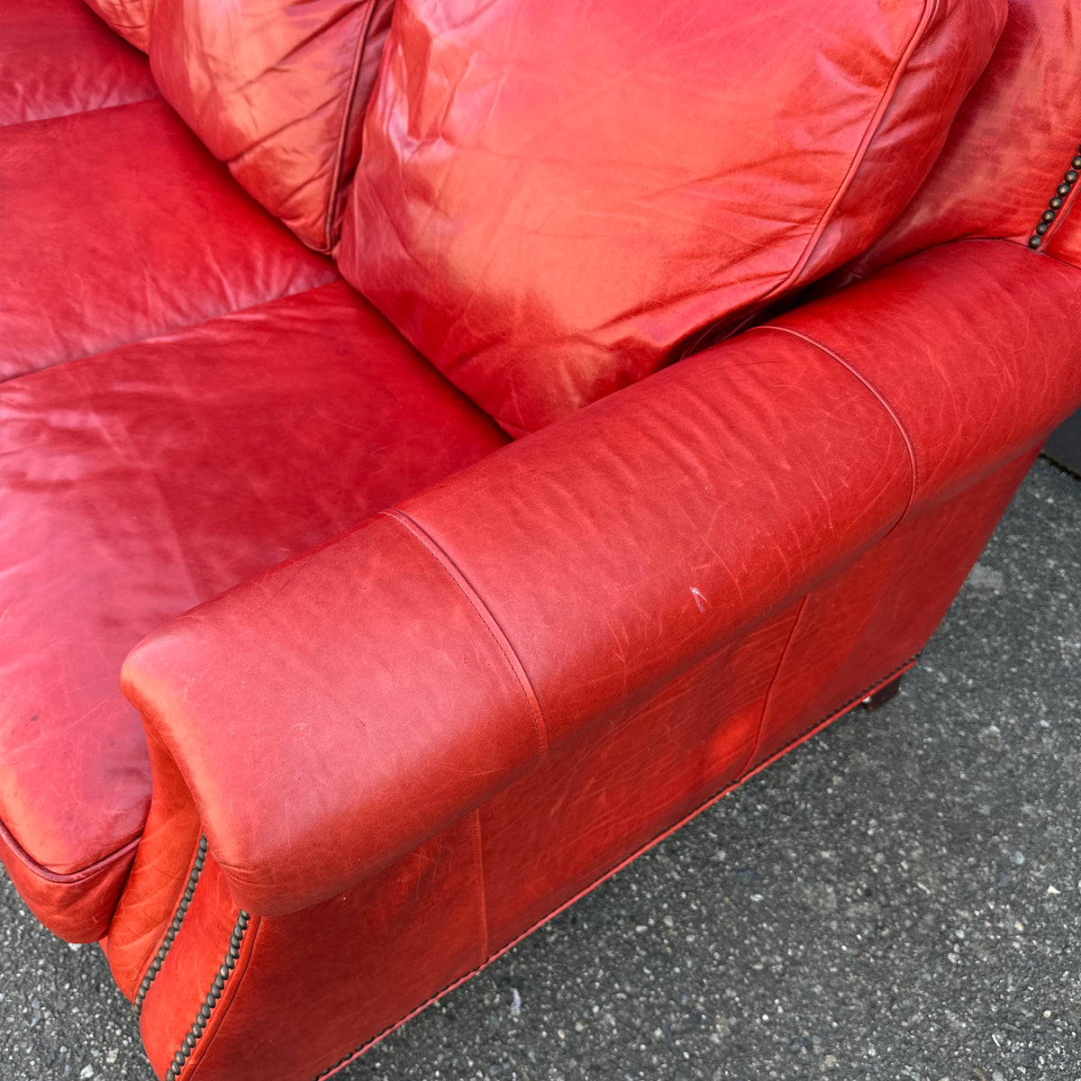 Brandington-Young Red Genuine Leather Sofa