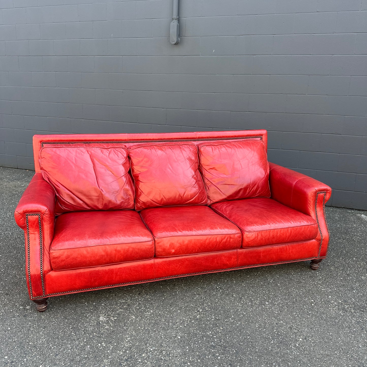 Brandington-Young Red Genuine Leather Sofa
