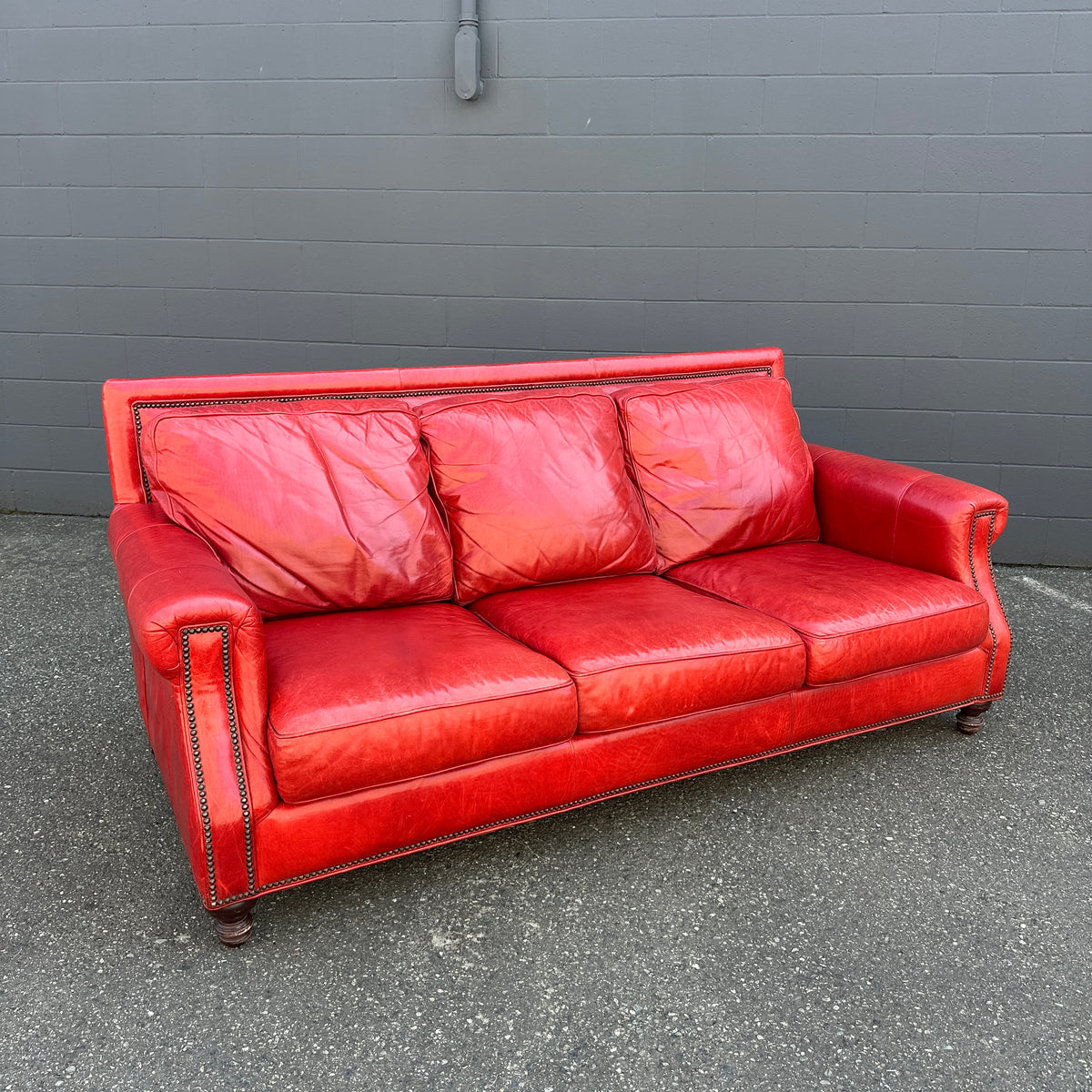 Brandington-Young Red Genuine Leather Sofa