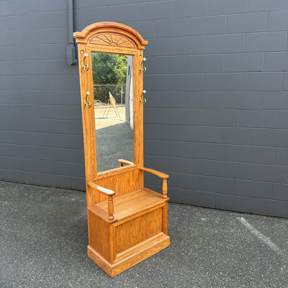 Vintage Buhler Solid Oak Hall Tree