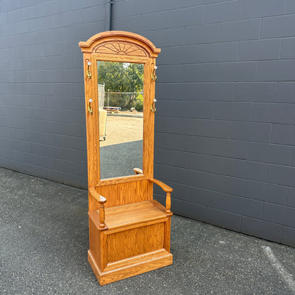 Vintage Buhler Solid Oak Hall Tree