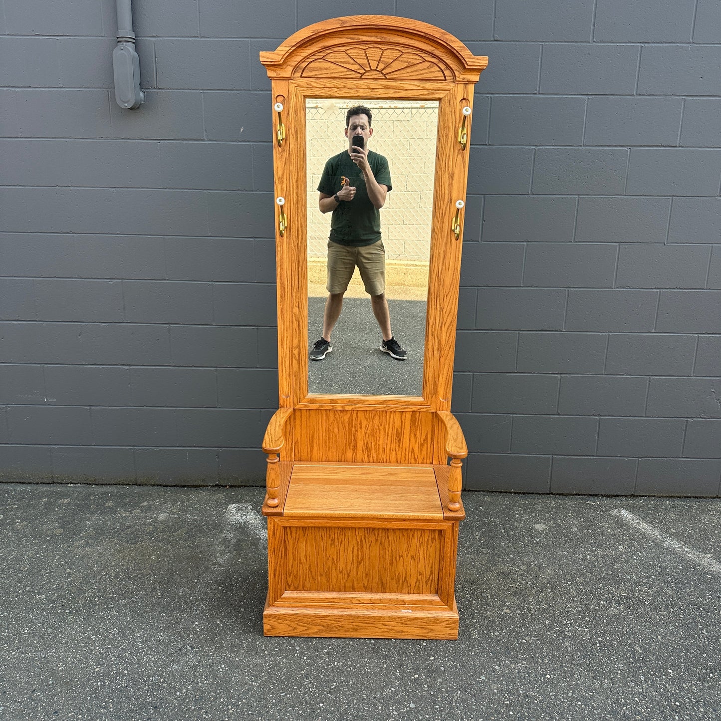 Vintage Buhler Solid Oak Hall Tree