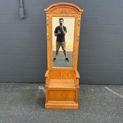 Vintage Buhler Solid Oak Hall Tree