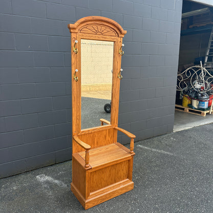 Vintage Buhler Solid Oak Hall Tree