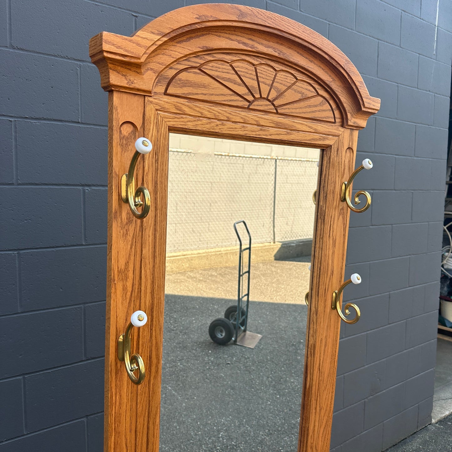 Vintage Buhler Solid Oak Hall Tree