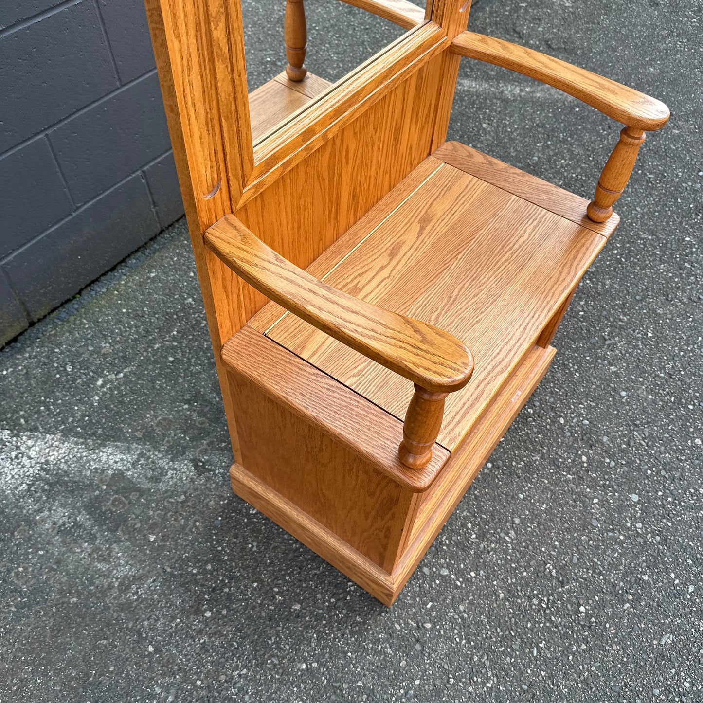 Vintage Buhler Solid Oak Hall Tree