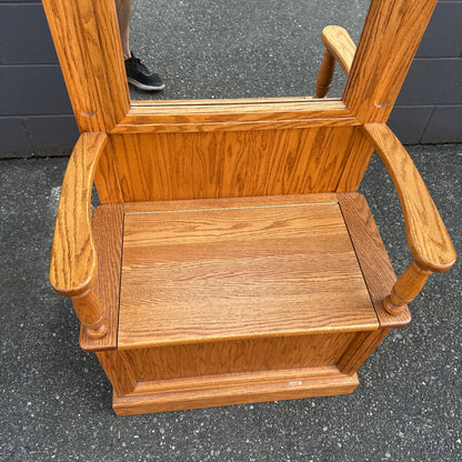 Vintage Buhler Solid Oak Hall Tree