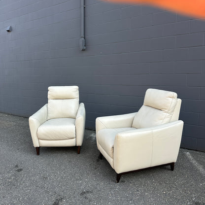 Gilman Creek Cream Leather Push Back Recliner (x2)