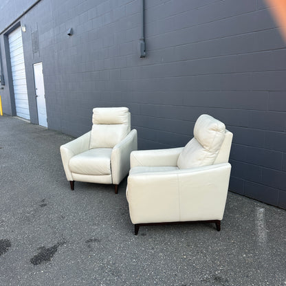 Gilman Creek Cream Leather Push Back Recliner (x2)