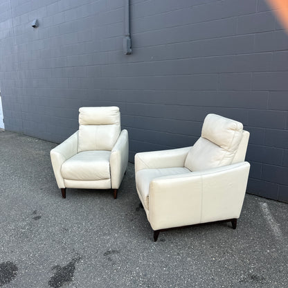 Gilman Creek Cream Leather Push Back Recliner (x2)