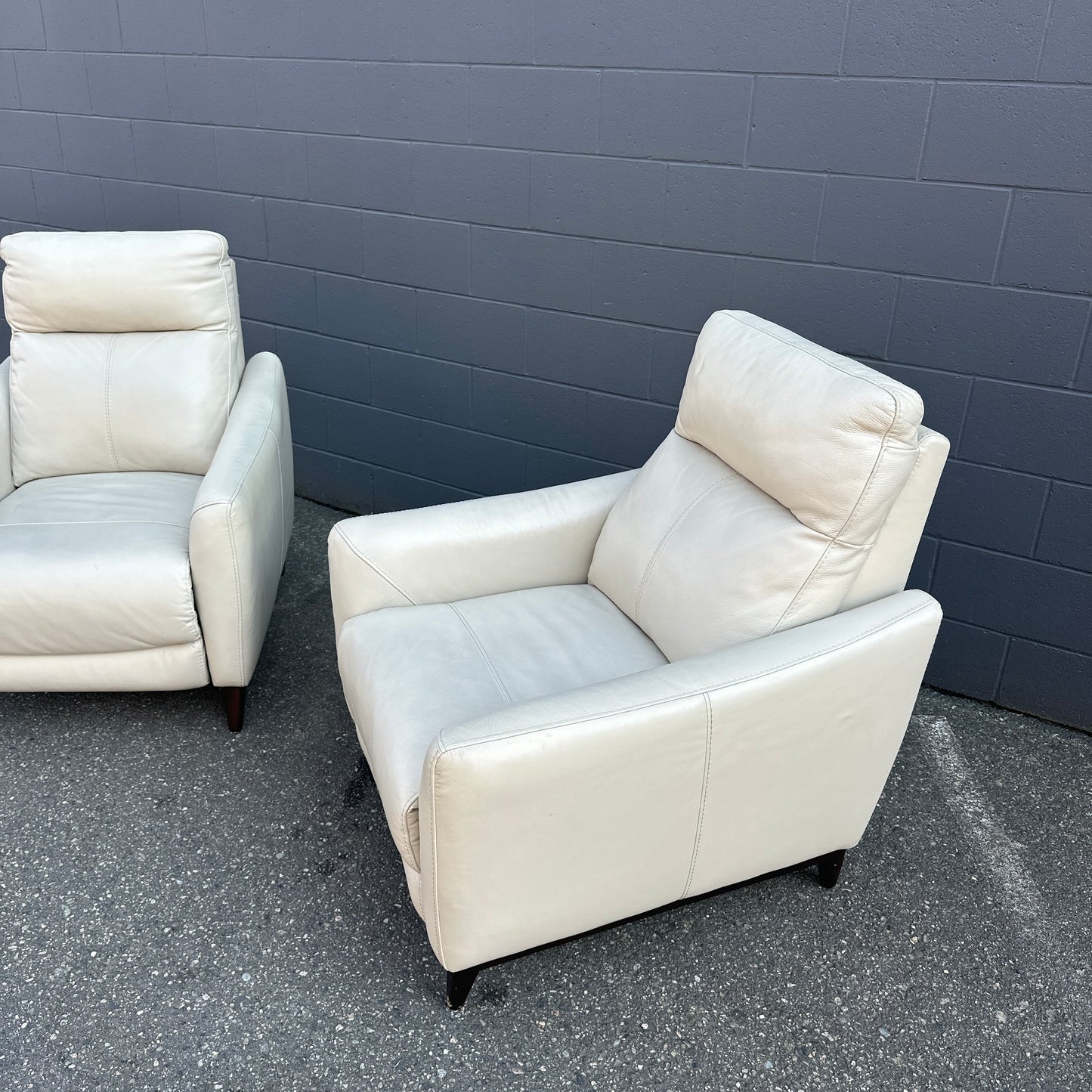 Gilman Creek Cream Leather Push Back Recliner (x2)