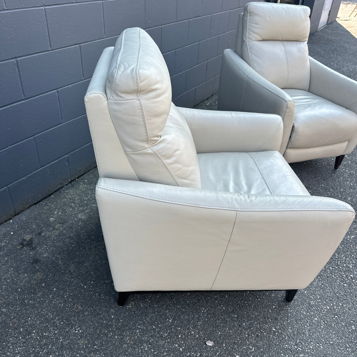 Gilman Creek Cream Leather Push Back Recliner (x2)