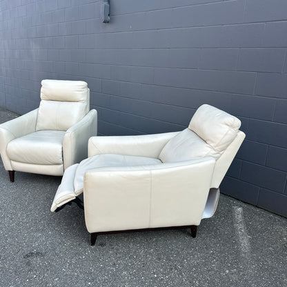 Gilman Creek Cream Leather Push Back Recliner (x2)