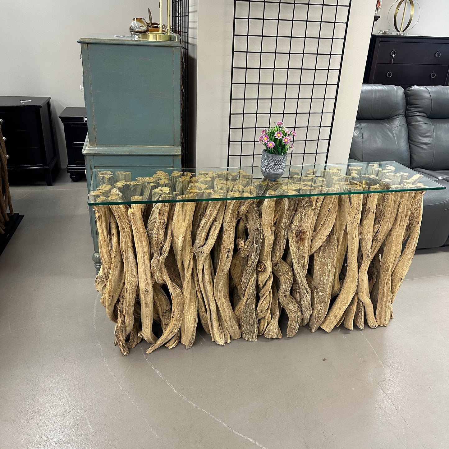 Solid Teak Driftwood Console Table
