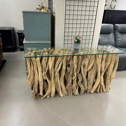 Solid Teak Driftwood Console Table