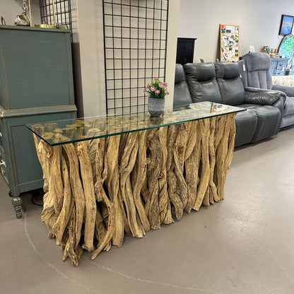 Solid Teak Driftwood Console Table