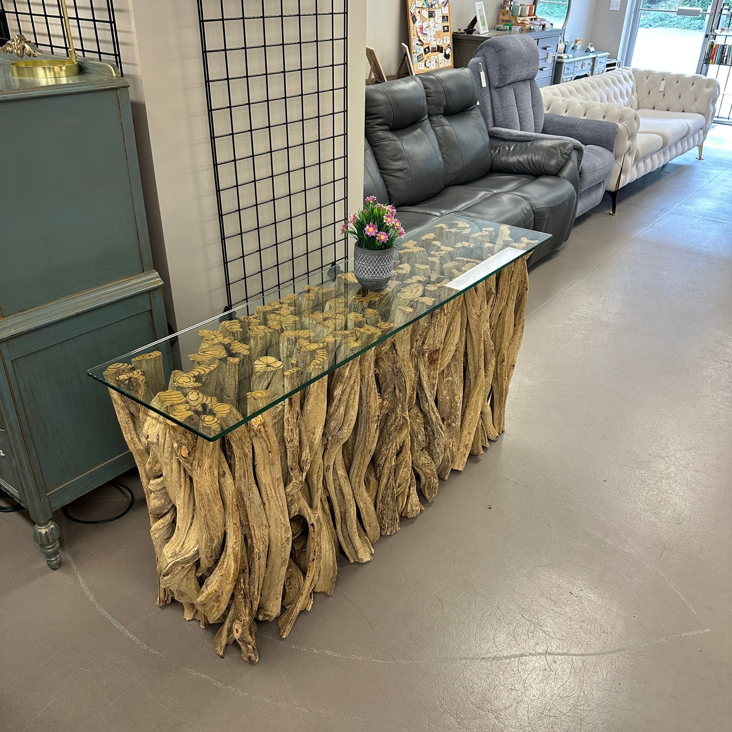 Solid Teak Driftwood Console Table