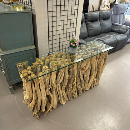 Solid Teak Driftwood Console Table