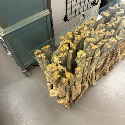 Solid Teak Driftwood Console Table