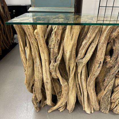 Solid Teak Driftwood Console Table