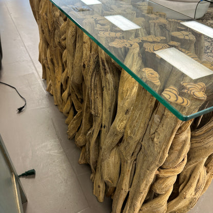 Solid Teak Driftwood Console Table