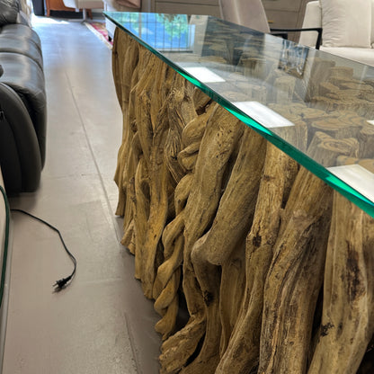 Solid Teak Driftwood Console Table