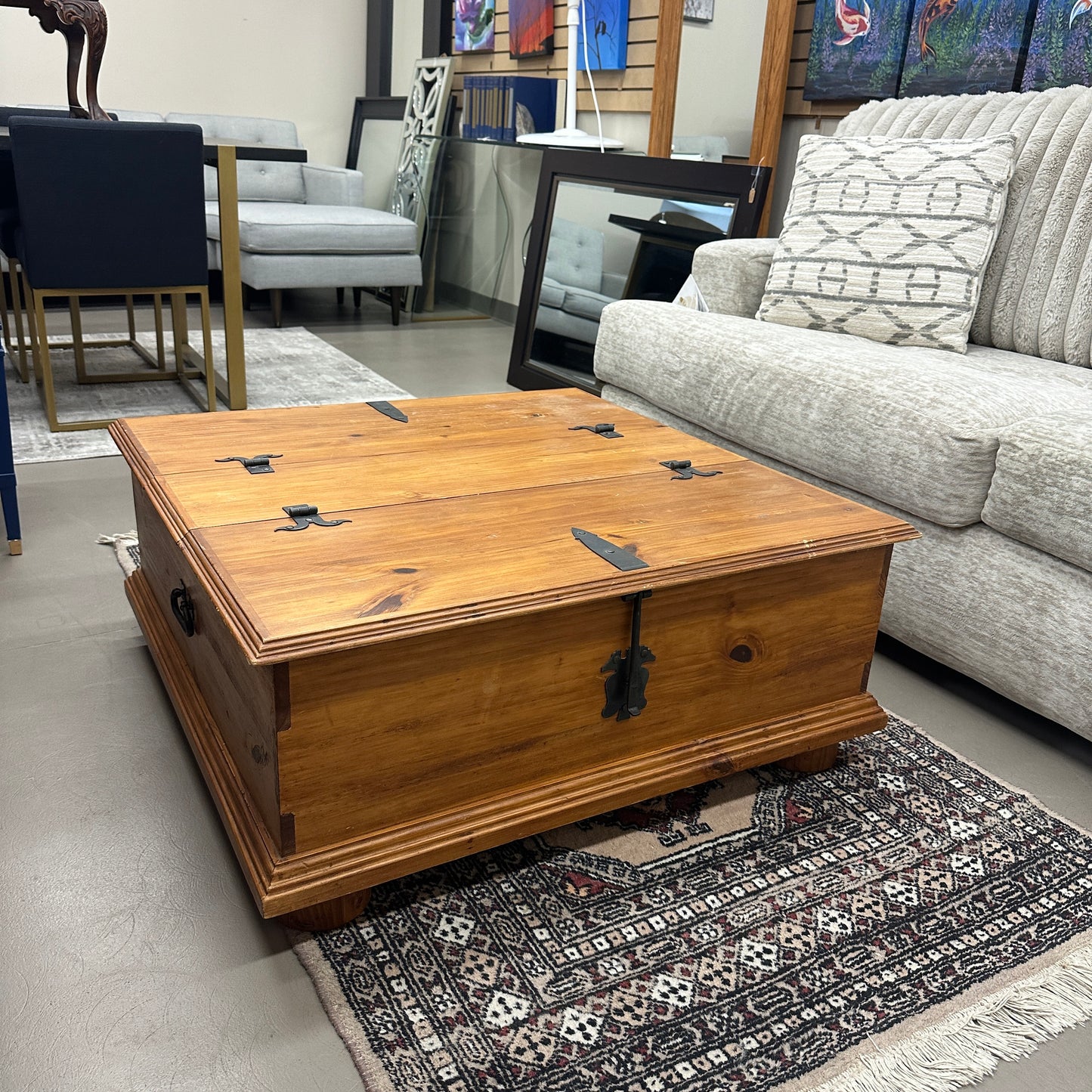 Rustic Solid Pine Storage Coffee Table