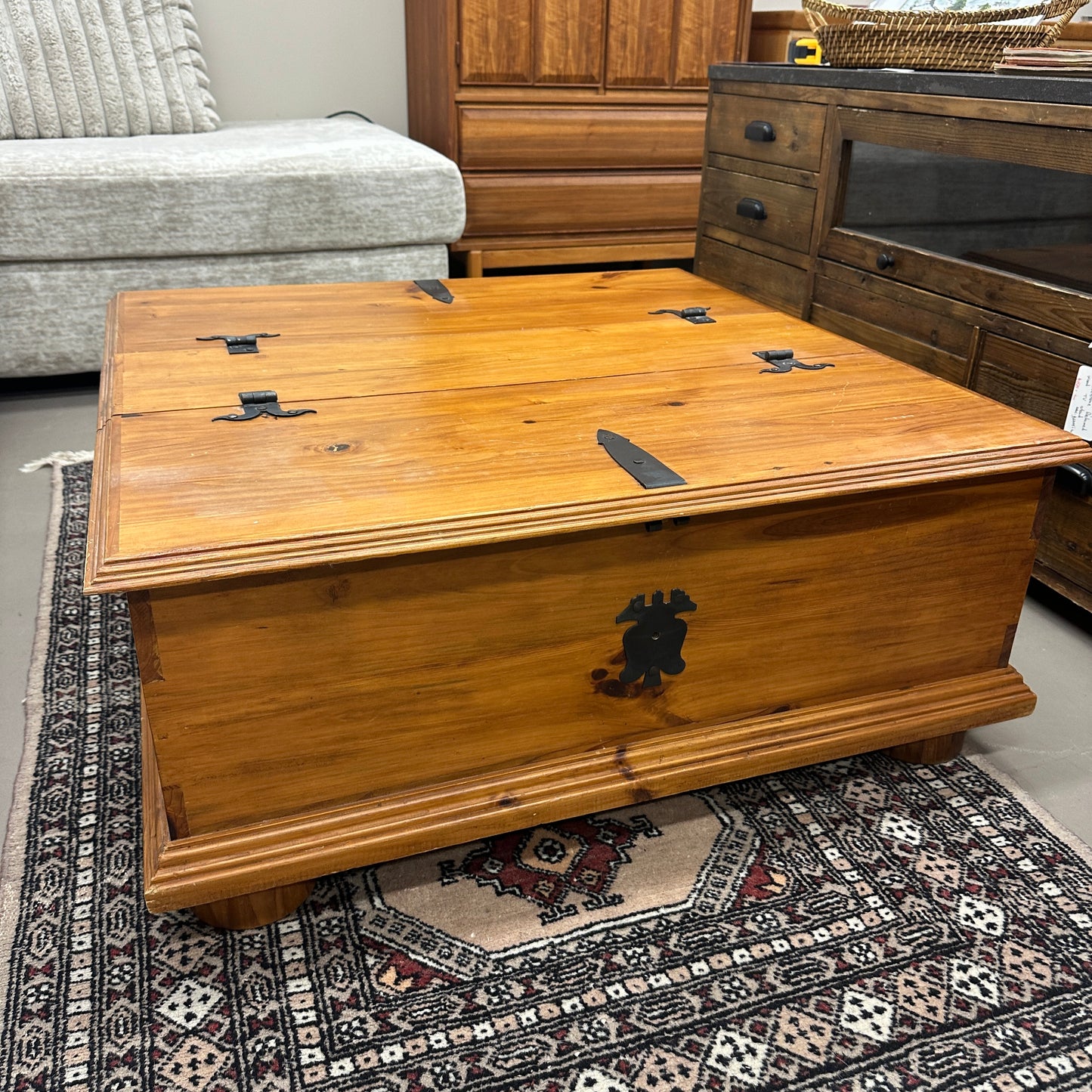 Rustic Solid Pine Storage Coffee Table
