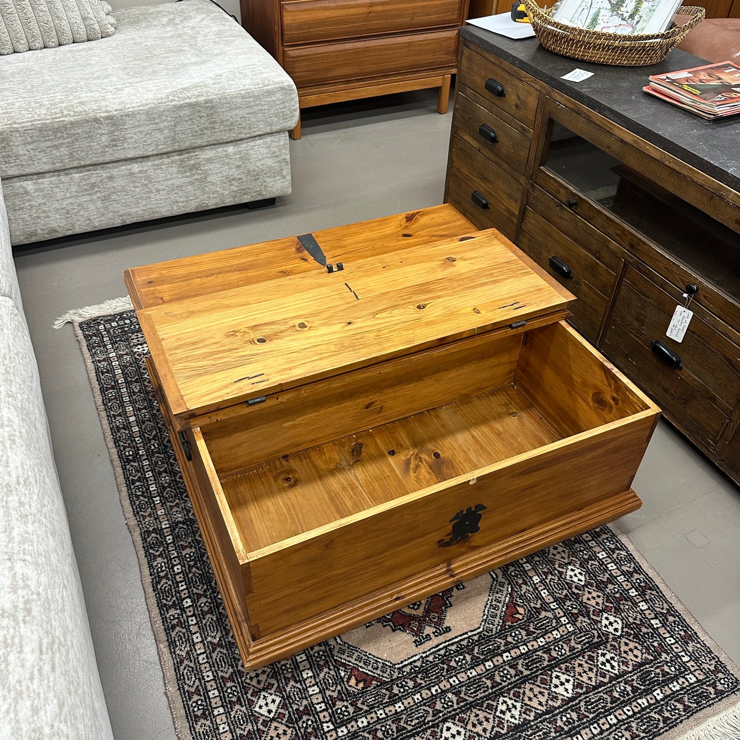Rustic Solid Pine Storage Coffee Table
