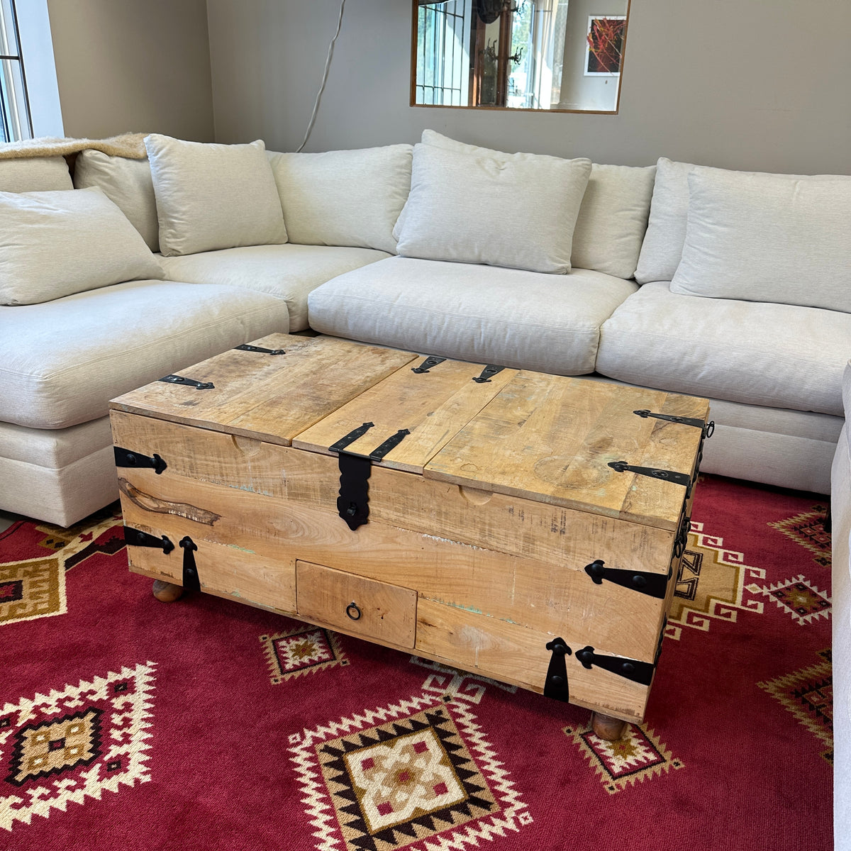Solid Mango Wood Rustic Storage Coffee Table