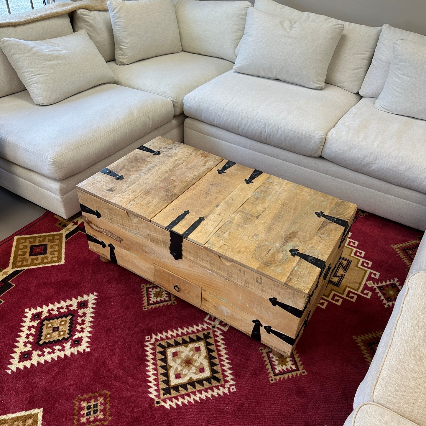 Solid Mango Wood Rustic Storage Coffee Table