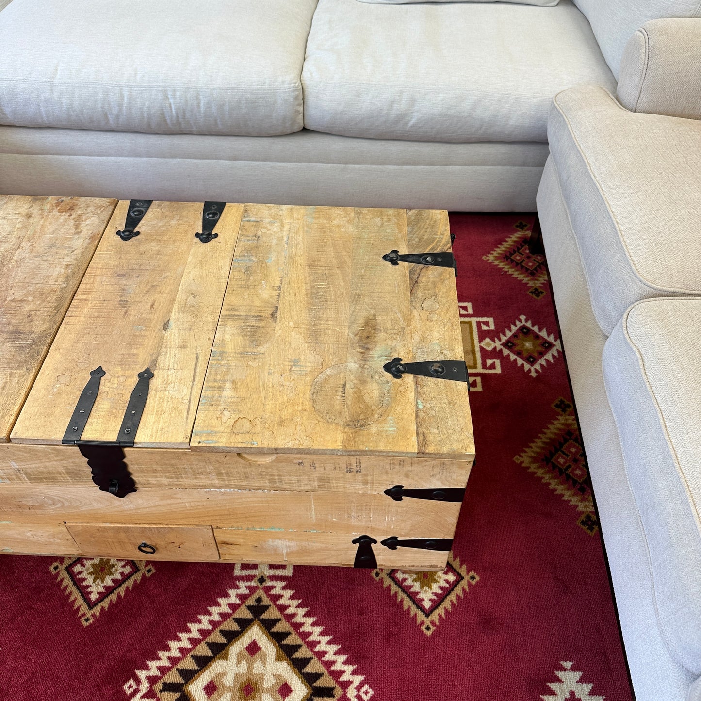 Solid Mango Wood Rustic Storage Coffee Table