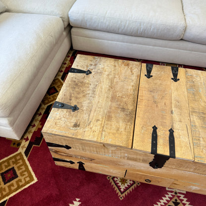 Solid Mango Wood Rustic Storage Coffee Table