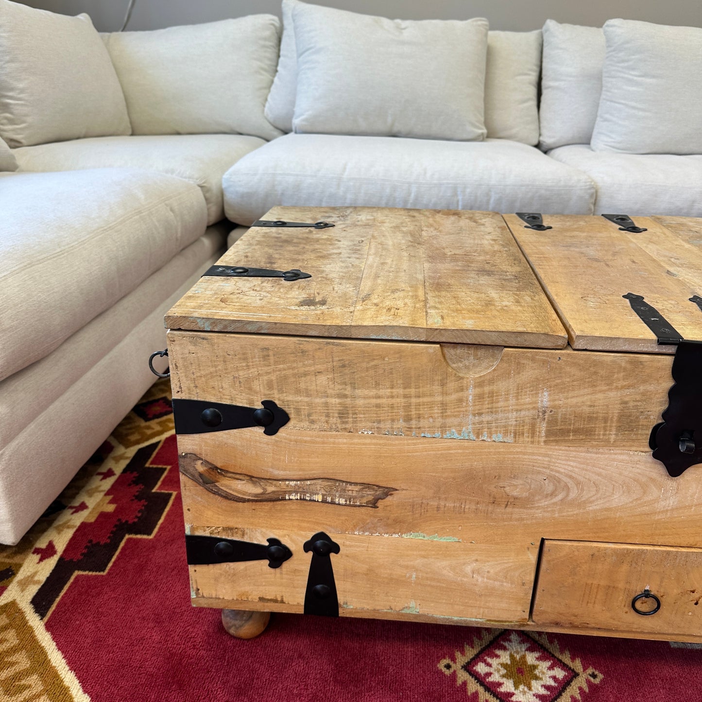 Solid Mango Wood Rustic Storage Coffee Table