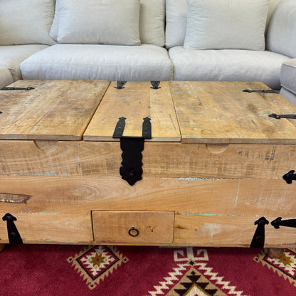 Solid Mango Wood Rustic Storage Coffee Table