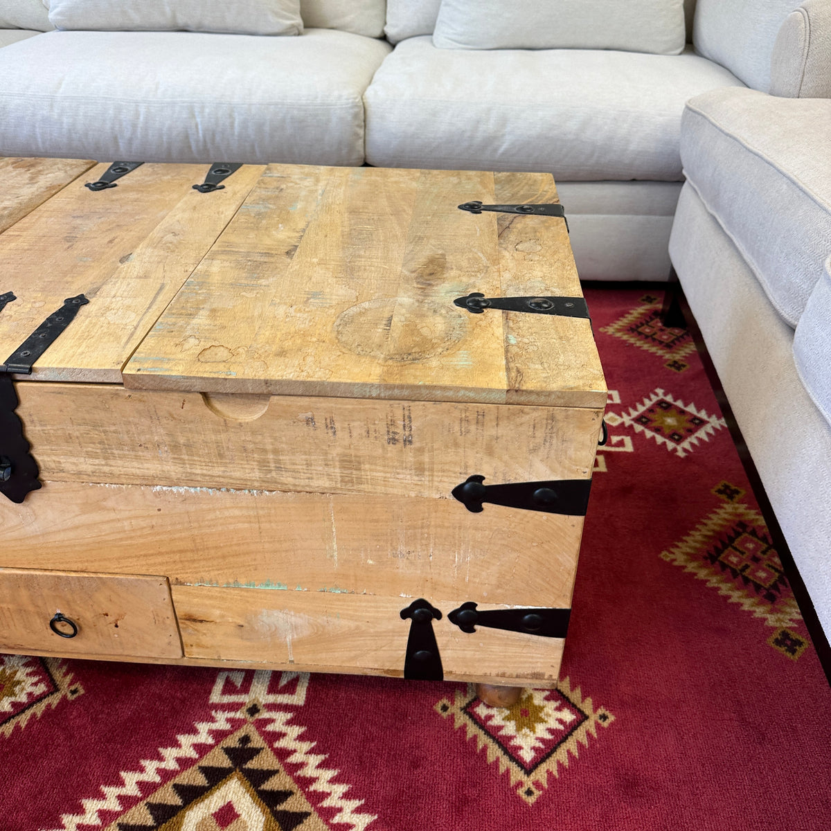 Solid Mango Wood Rustic Storage Coffee Table