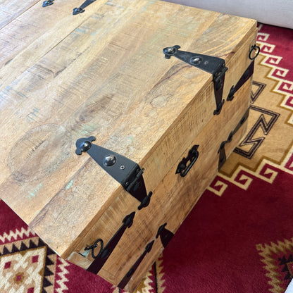 Solid Mango Wood Rustic Storage Coffee Table