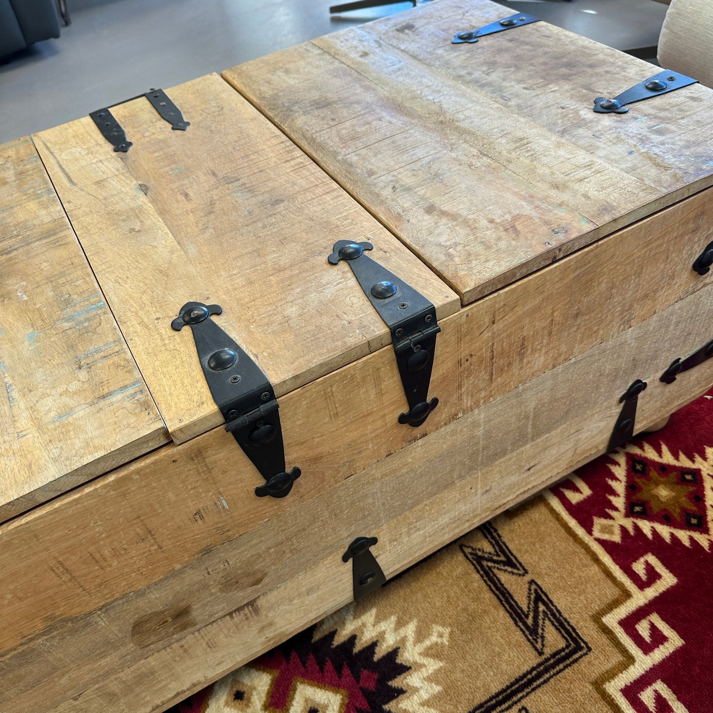 Solid Mango Wood Rustic Storage Coffee Table