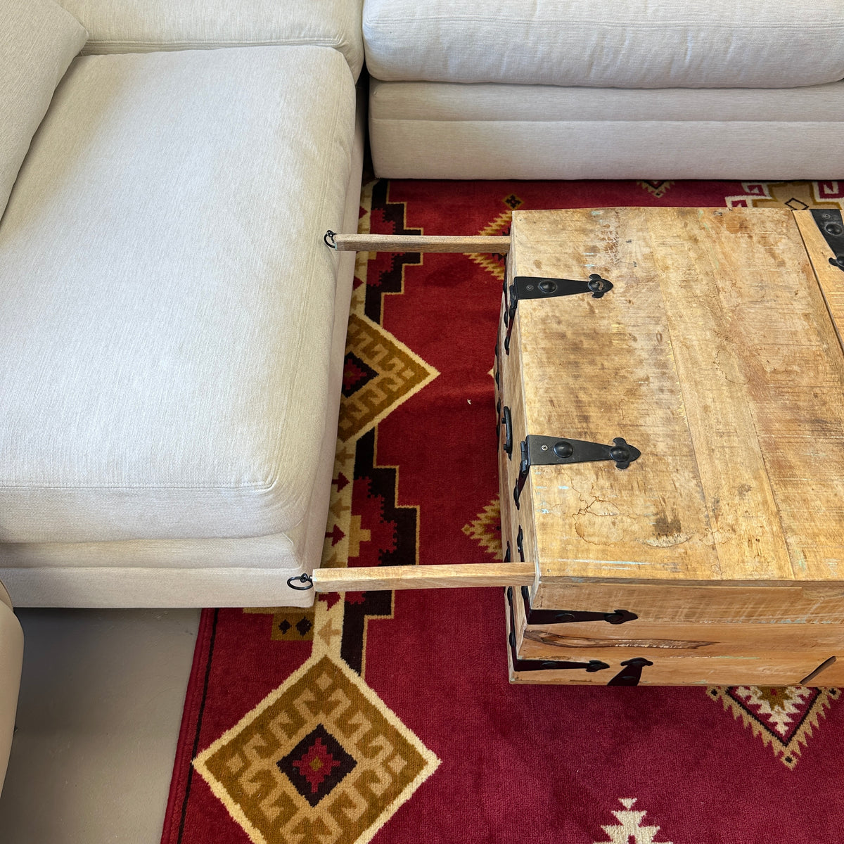 Solid Mango Wood Rustic Storage Coffee Table