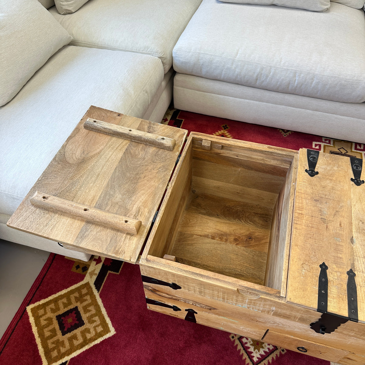 Solid Mango Wood Rustic Storage Coffee Table