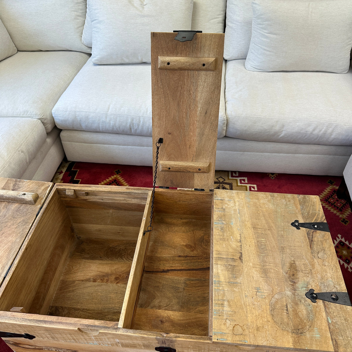 Solid Mango Wood Rustic Storage Coffee Table