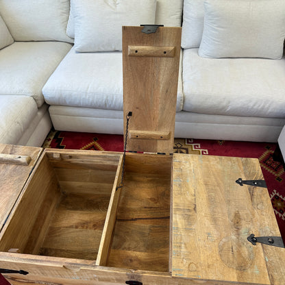 Solid Mango Wood Rustic Storage Coffee Table