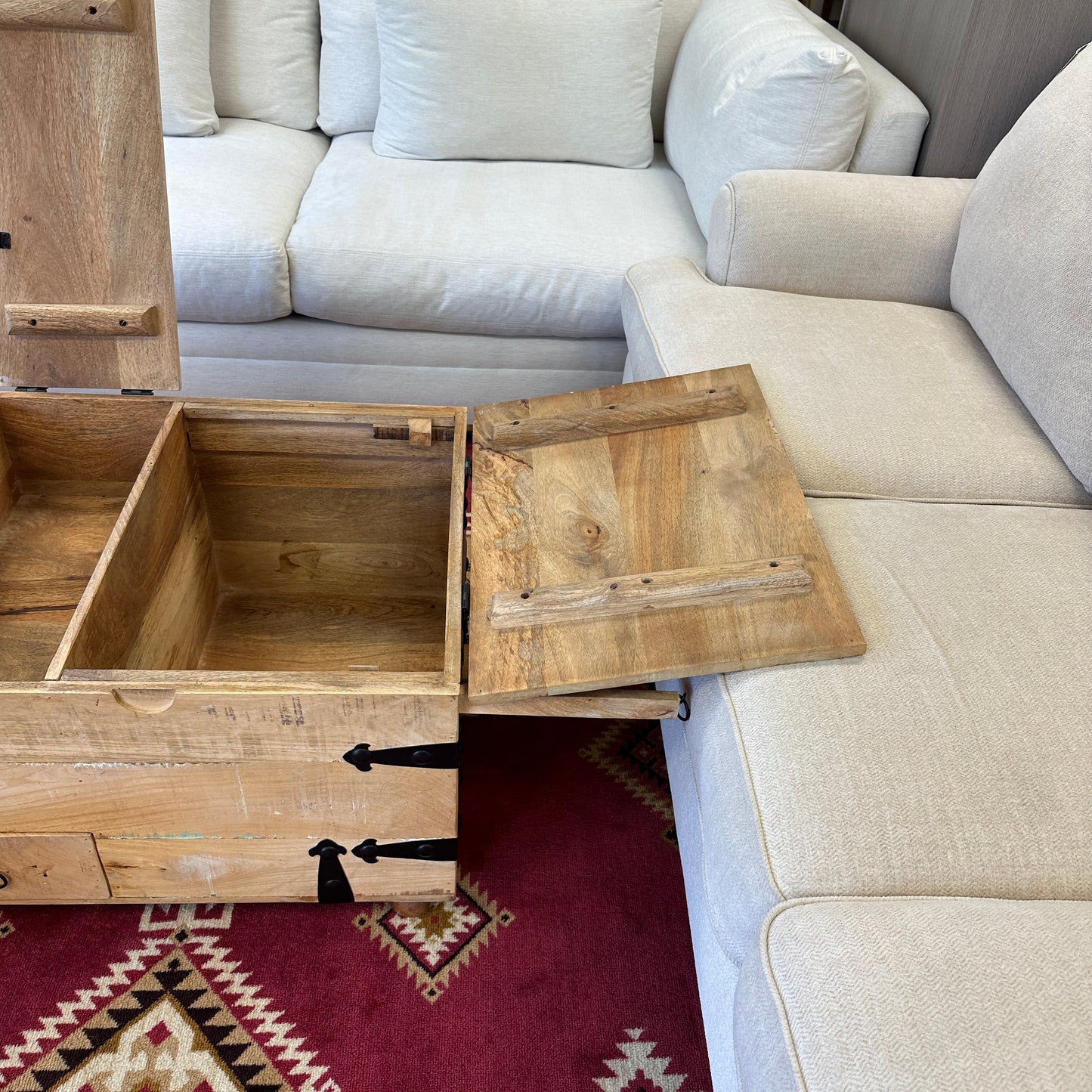 Solid Mango Wood Rustic Storage Coffee Table