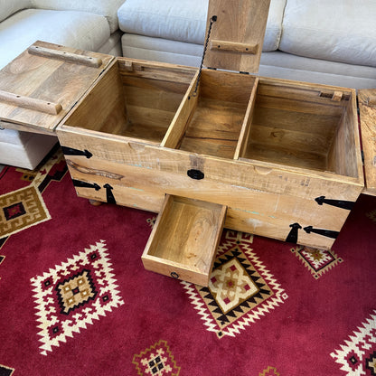 Solid Mango Wood Rustic Storage Coffee Table