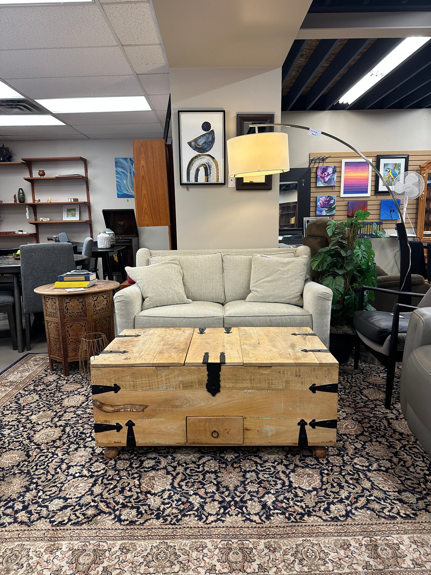 Solid Mango Wood Rustic Storage Coffee Table