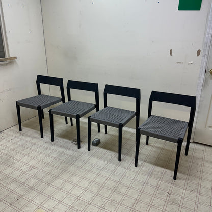 Mid-Century Modern Grey Metal Dining Chairs (x4)